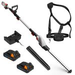 Cordless Pole Hedge Trimmer 193-244Cm 20V 2 Batteries Harness Grey
