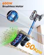 Cordless Stick Vacuum Cleaner 600W 50kPa Suction 65min Runtime Blue - Image 2