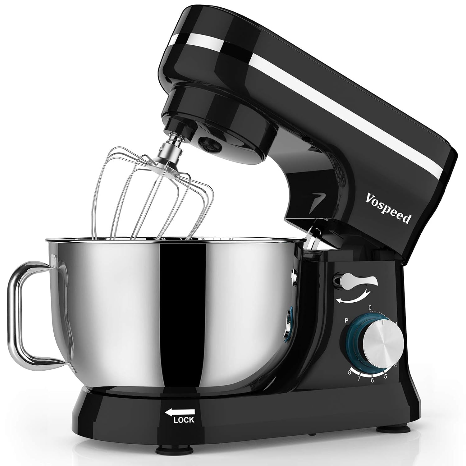 71bip2r0y6L._SL1500.jpg Stand Mixer 5-Quart 8-Speed 1000W Tilt-Head Black - Image 1