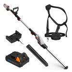 Cordless Pole Hedge Trimmer 193-244Cm 20V 2 Batteries Harness Grey - Image 10