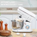 Stand Mixer 1400W 5L 6 Speeds Pulse Setting Stainless Steel Bowl White - Image 3