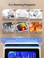 Countertop Dishwasher 5L 6 Programs Delay Start Air Dry White - Image 4