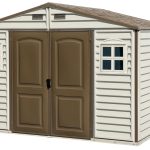 Plastic Garden Storage Shed 10 X 8 Ft Beige Brown Hinged Doors