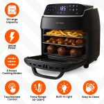 Digital Air Fryer Oven 12L 1800W 8 Presets Rotisserie Black - Image 8