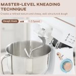 Stand Mixer 1400W 5L 6 Speeds Pulse Setting Stainless Steel Bowl White - Image 4