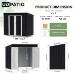 Metal Garden Storage Shed 8 X 4 Ft Dark Grey Alloy Steel Lockable Door - Image 2
