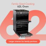 Electric Twin Cavity Cooker 93L 4 Zone Solid Plate Hob Black - Image 5