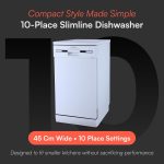 Freestanding Dishwasher 10 Place Settings 45cm White - Image 2