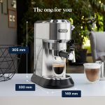 Traditional Pump Espresso Machine 15 Bar Milk Frother Silver - Image 9