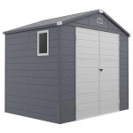Plastic Garden Storage Shed 8 X 6 Ft Light Grey Aluminium Frame Lockable Door - Image 10