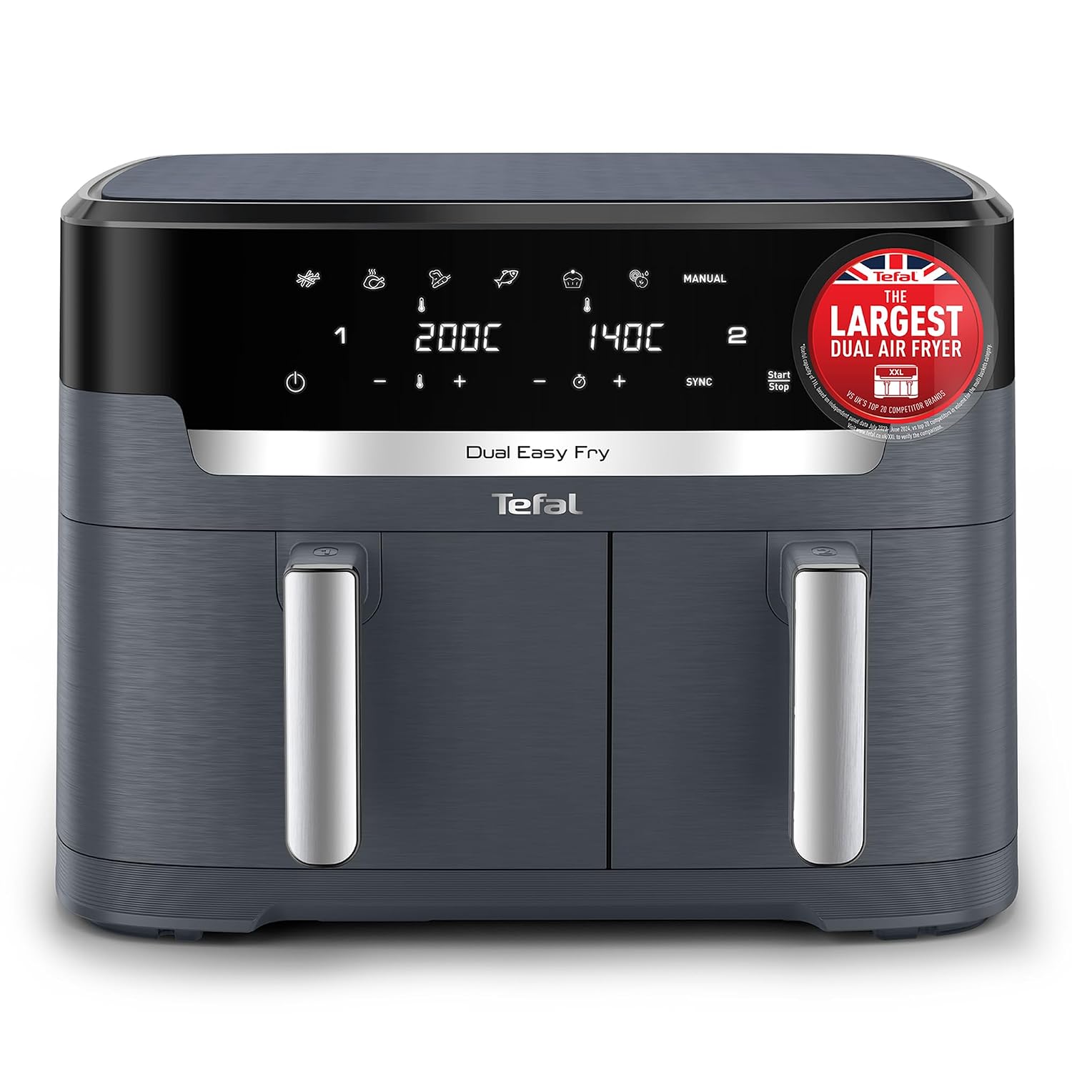 71hpjrzB0UL._SL1500.jpg Dual Air Fryer 11L 8 In 1 2700W Touchscreen Java-Grey - Image 1