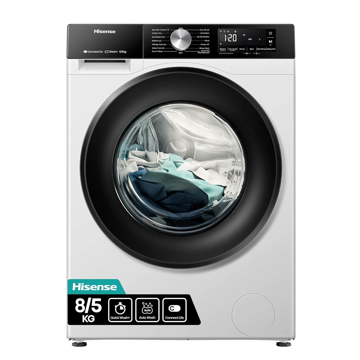 71iov63JNkL._SL1500.jpg Freestanding Washer Dryer 8kg Wash 5kg Dry 1400rpm White - Image 1