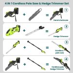 Pole Hedge Trimmer And Chainsaw Set 7.05Ft Extension 2x4.0Ah Battery Black - Image 2