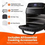 Digital Air Fryer Oven 12L 1800W 8 Presets Rotisserie Black - Image 7