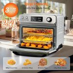 Air Fryer Oven 24L 1800W 10-in-1 Rotisserie Digital Knob Silver - Image 2