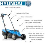 Corded Electric Lawn Mower 33cm 1300W 30L Grass Box 3 Heights Blue - Image 2