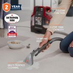 Spot Cleaner 1.6L 4.5m Cord Multi-Surface Handheld Red Grey - Image 2