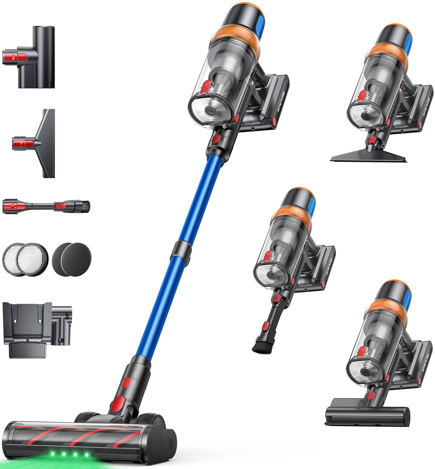 71pSgeQa8jL._SL1500.jpg Cordless Stick Vacuum Cleaner 600W 50kPa Suction 65min Runtime Blue - Image 1