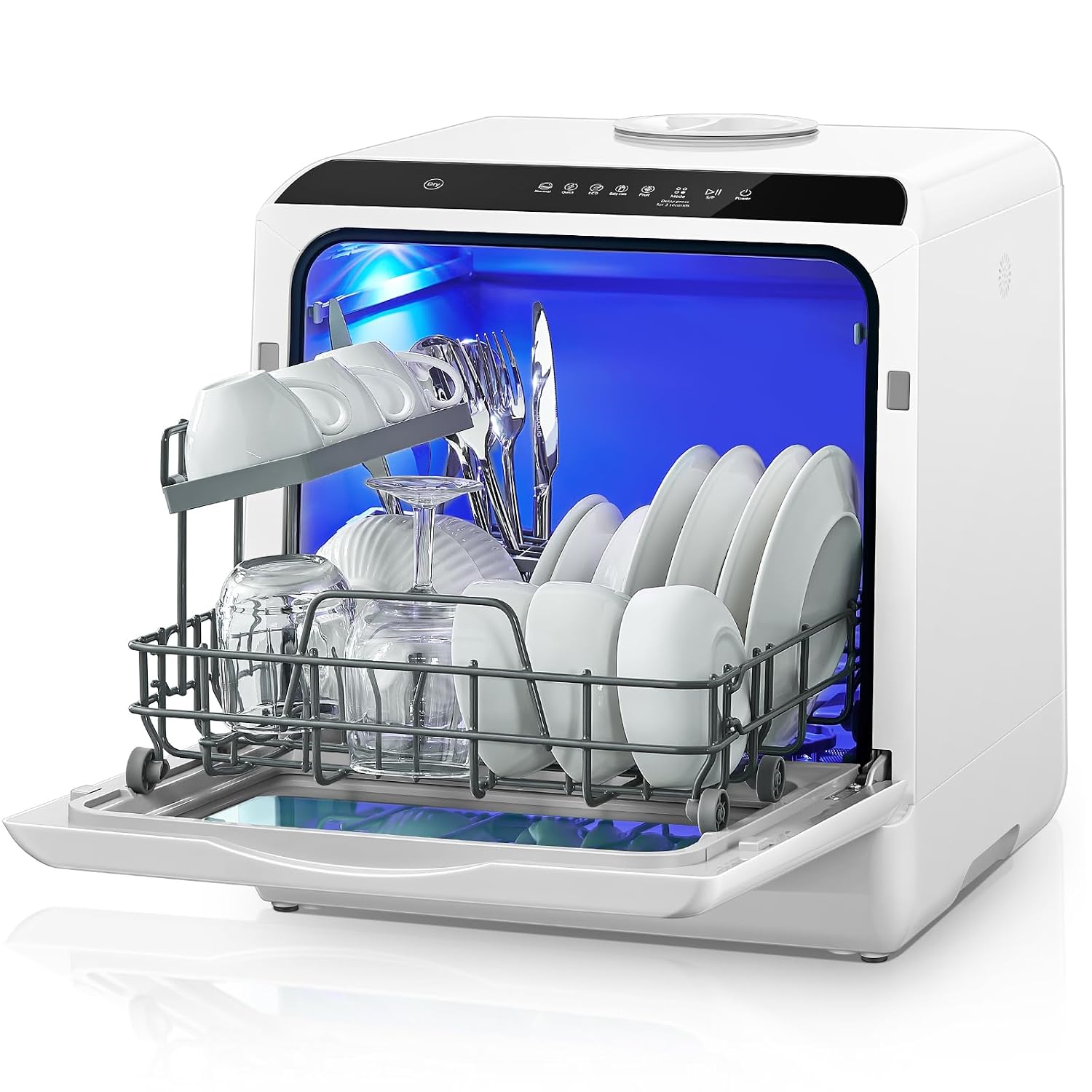 71pqKD1mAjL._SL1500.jpg Countertop Dishwasher 5L 6 Programs Delay Start Air Dry White - Image 1