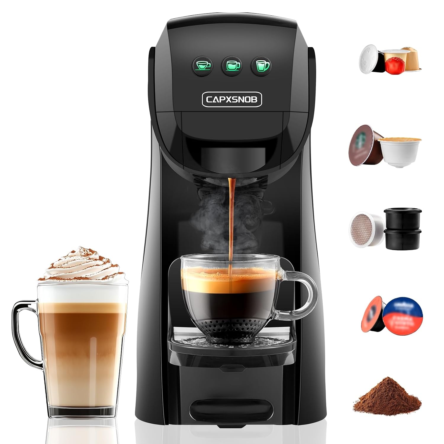 71rIVg_mGKL._SL1500.jpg Pod Coffee Machine 5 In 1 20 Bar 0.8L Black - Image 1