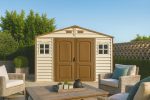 Plastic Garden Storage Shed 10 X 8 Ft Beige Brown Hinged Doors - Image 3