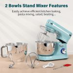 Stand Mixer 4.5L+5L Bowls 8-Speed 1000W Tilt-Head Blue - Image 3