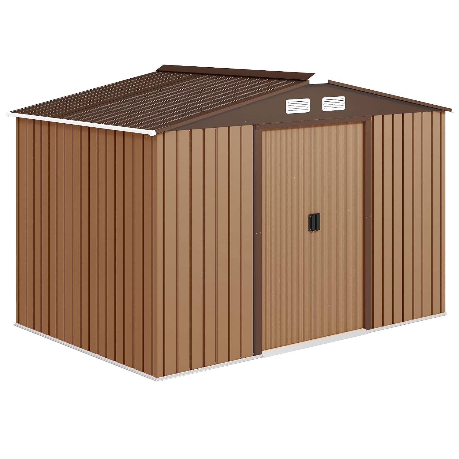 71w-Am7ZIEL._SL1500.jpg Metal Garden Shed 9 X 6 Ft Light Brown Steel Double Doors - Image 1