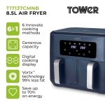 Vortx 8.5L Dual Basket Air Fryer With Dual Cook Function 2400W Midnight Blue Chrome - Image 2