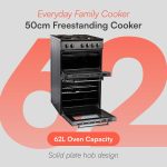 Electric Twin Cavity Cooker 93L 4 Zone Solid Plate Hob Black - Image 2