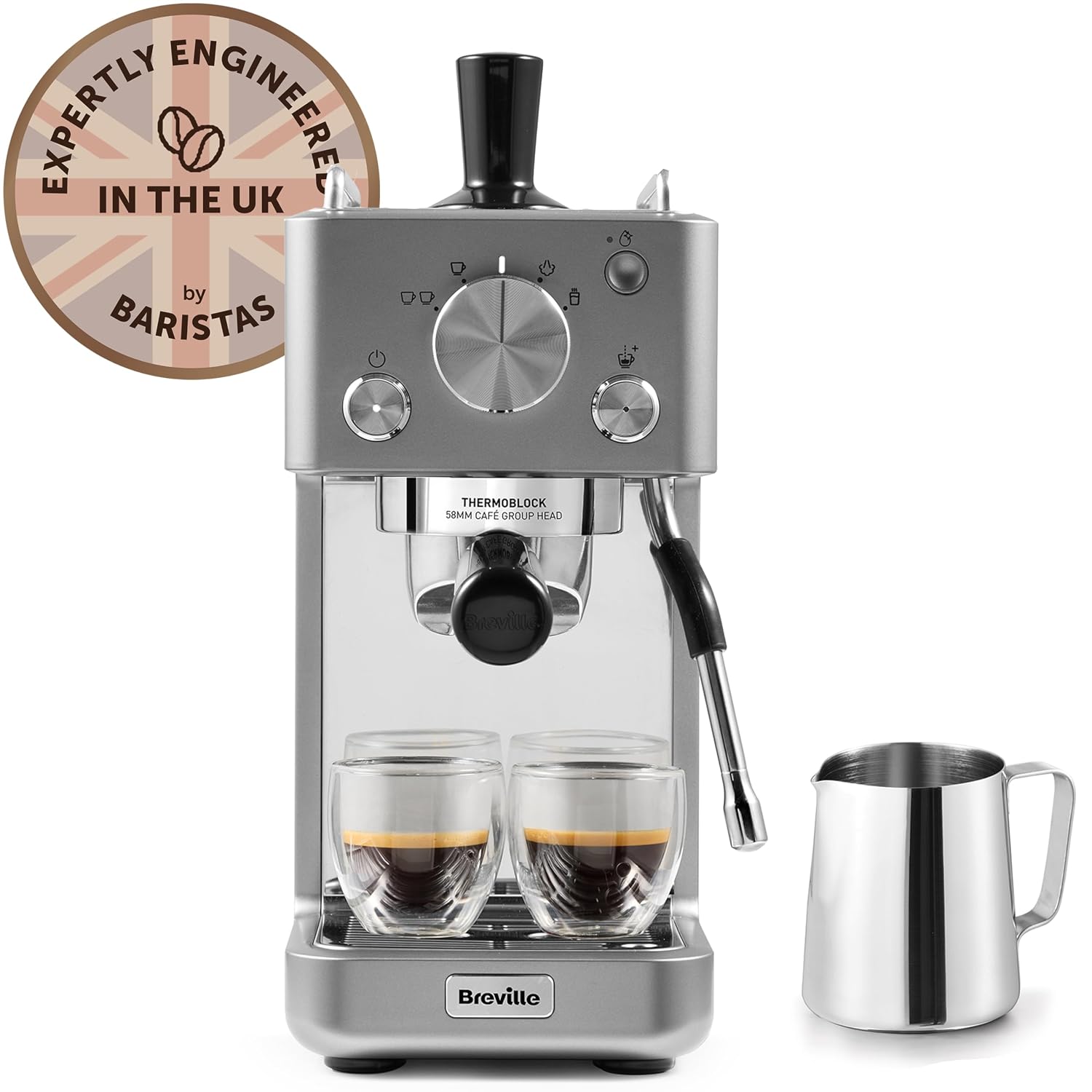 71yiHYTmKwL._SL1500.jpg Espresso Machine 15 Bar Pump Milk Frother Silver - Image 1