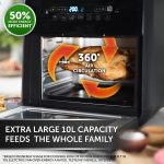 Air Fryer Oven 10L 2000W Digital Touch Fry Bake Dehydrate Black Grey - Image 2