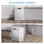 Freestanding Dishwasher 13 Place Settings 6 Programmes White Auto Door Open - Image 4