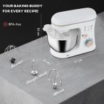Stand Mixer 1400W 5L 6 Speeds Pulse Setting Stainless Steel Bowl White - Image 7