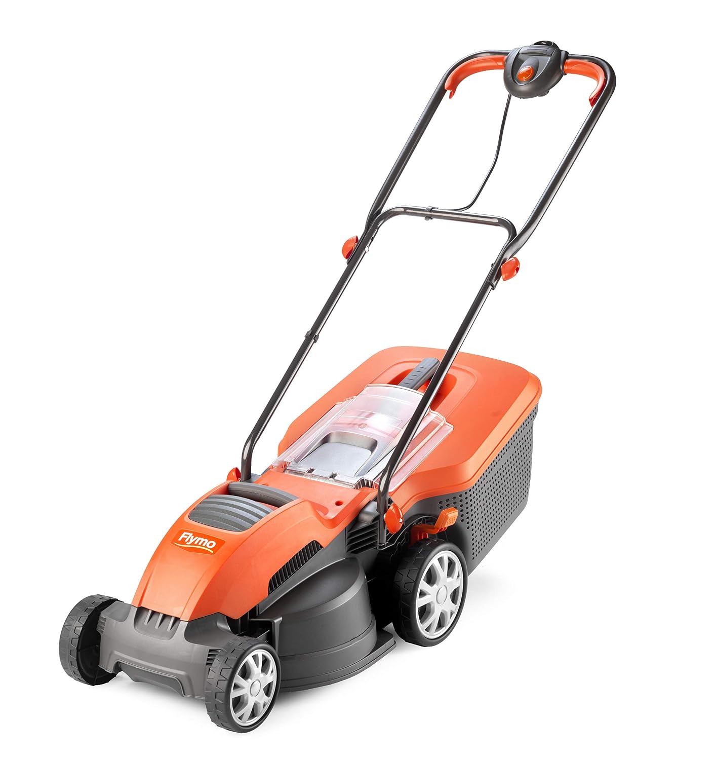 81-zB3iJuSL._SL1500.jpg Corded Electric Hover Lawn Mower 1500W 36cm 40L 5 Heights Orange Grey - Image 1