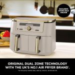 Dual Zone Digital Air Fryer 9.5L 6-in-1 Stone Gold - Image 2
