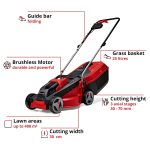 Cordless Lawn Mower 30cm 18V Brushless Motor Red Black - Image 3