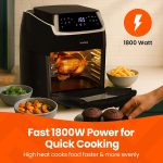 Digital Air Fryer Oven 12L 1800W 8 Presets Rotisserie Black - Image 3