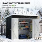 Metal Garden Storage Shed 8 X 4 Ft Dark Grey Alloy Steel Lockable Door - Image 6