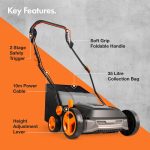 Corded Electric Artificial Grass Sweeper 1800W 45L Bag 370mm 5 Heights Grey Black Orange - Image 7