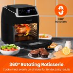 Digital Air Fryer Oven 12L 1800W 8 Presets Rotisserie Black - Image 6