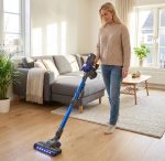 Cordless Stick Vacuum 0.8L 22.2V 150W 2-in-1 Handheld Upright Blue - Image 3