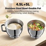 Stand Mixer 4.5L+5L Bowls 8-Speed 1000W Tilt-Head Blue - Image 2