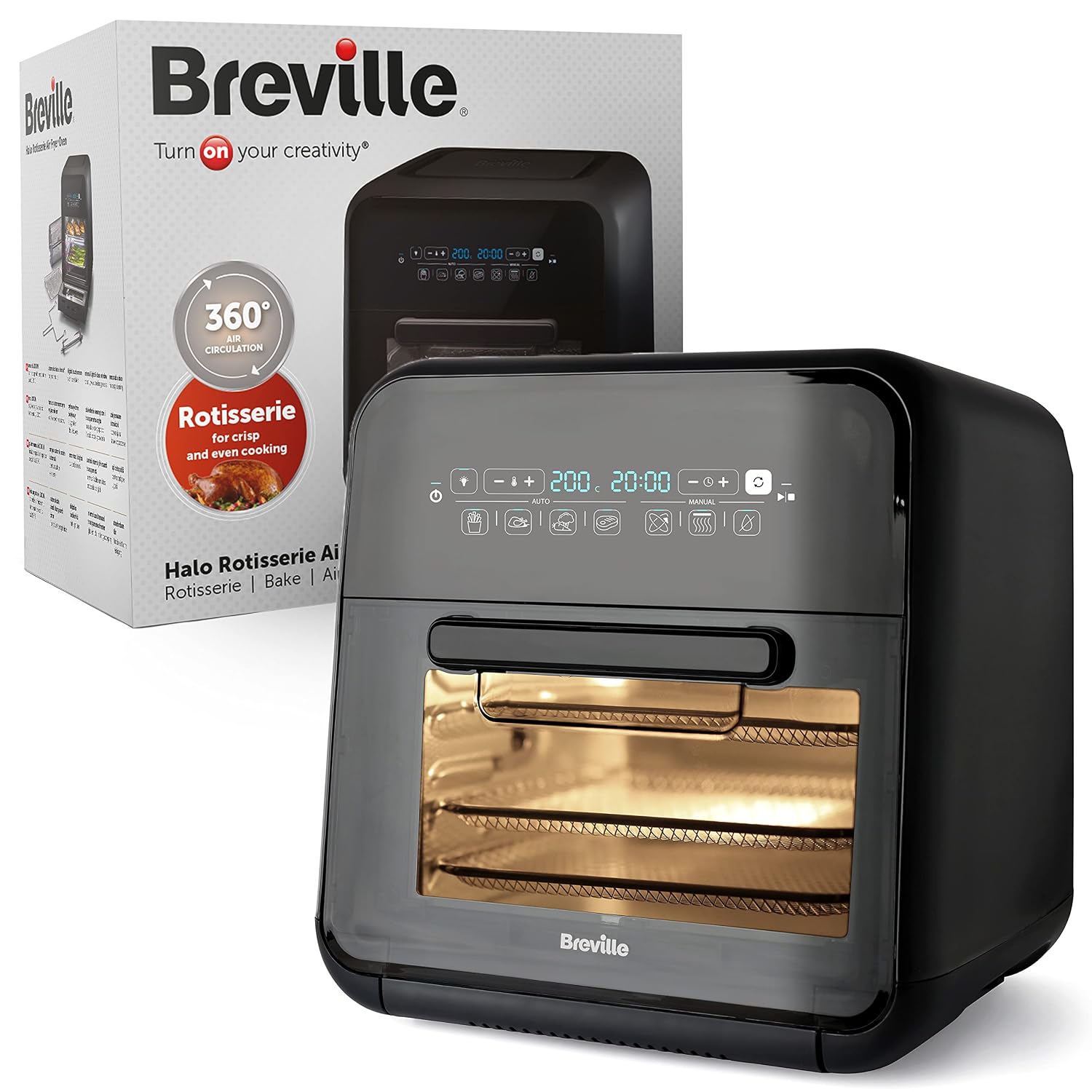 815wEc5tMXL._SL1500.jpg Air Fryer Oven 10L 2000W Digital Touch Fry Bake Dehydrate Black Grey - Image 1