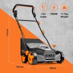 Corded Electric Artificial Grass Sweeper 1800W 45L Bag 380mm 5 Heights Grey Black Orange - Image 8