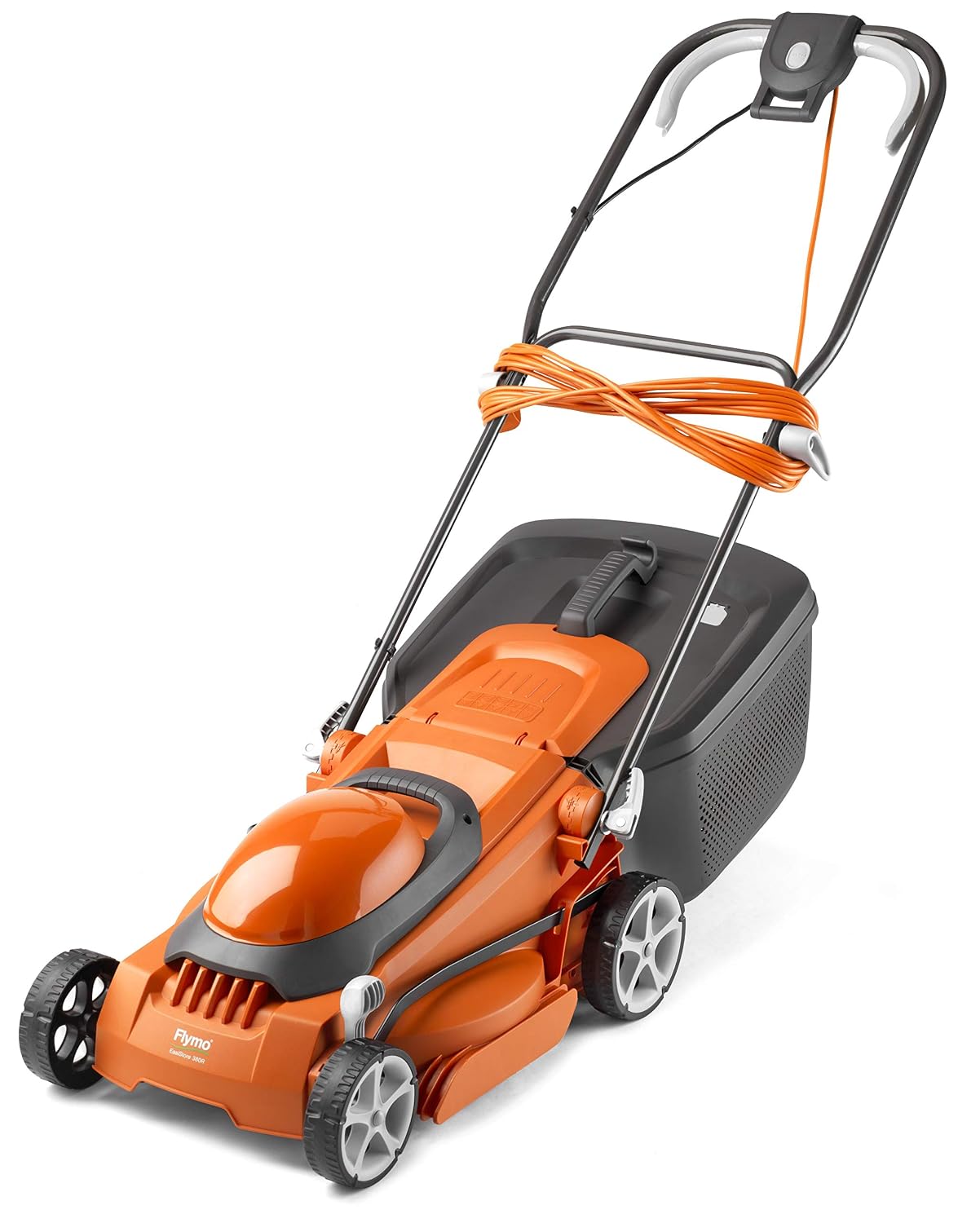 817ZNjRacNL._SL1500.jpg Corded Electric Lawn Mower 1600W 38cm 45L 5 Heights Orange Grey - Image 1