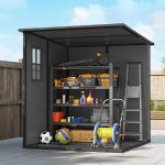 Plastic Garden Storage Shed 6 X 6 Ft Dark Grey Aluminium Frame Double Doors - Image 9