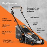 Corded Electric Hover Lawn Mower 1800W 43cm 52L 5 Heights Orange Grey - Image 6