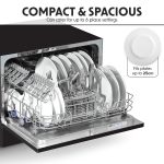 Table Top Dishwasher 6 Place Settings 6 Programmes Black - Image 2