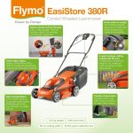 Corded Electric Lawn Mower 1600W 38cm 45L 5 Heights Orange Grey - Image 2