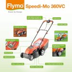 Corded Electric Hover Lawn Mower 1500W 36cm 40L 5 Heights Orange Grey - Image 8